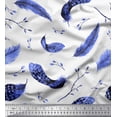 thumbnail image 1 of Soimoi Blue Cotton Duck Fabric Leaves & Feather Fabric Prints By Yard 56 Inch Wide, 1 of 3