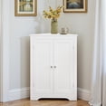 thumbnail image 3 of GZXS White Corner Cabinet, Modern 2-Door Floor Cabinet w/ Adjustable Shelf for Home Organization, Bathroom, Living Room, or Bedroom, Easy Assembly, 3 of 8