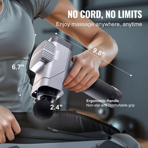 Deep Tissue Percussion Massage Gun for Athletes with 8 Speeds 6 Heads 16V 2500mAh Battery Handheld Muscle Pain Relief Relaxation