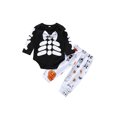 thumbnail image 1 of Pudcoco Babies Halloween Clothes Set+Black Romper and Printing Trousers, 1 of 9