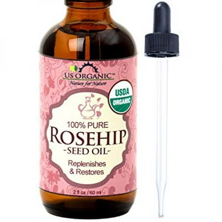 US Organic Rosehip Seed Oil, USDA Certified Organic, Amber Glass Bottle and Glass Eye Dropper for Easy Application - 60