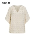 thumbnail image 2 of Dinheiro Blusas para mujer de manga corta con cuello en V y pompones de gasa informales, M,, 2 of 8
