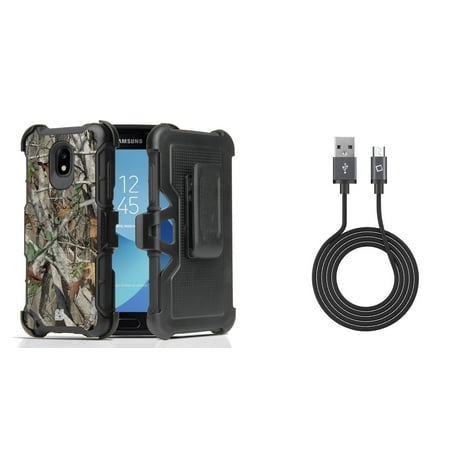 - Rugged Case Holster Combo for Samsung Galaxy J3 Orbit (Tree Camo) with 2.0 USB-A to Micro USB Data Sync Charging Cable (3.3 Feet) and Atom Cloth for Samsung Galaxy J3 Orbit