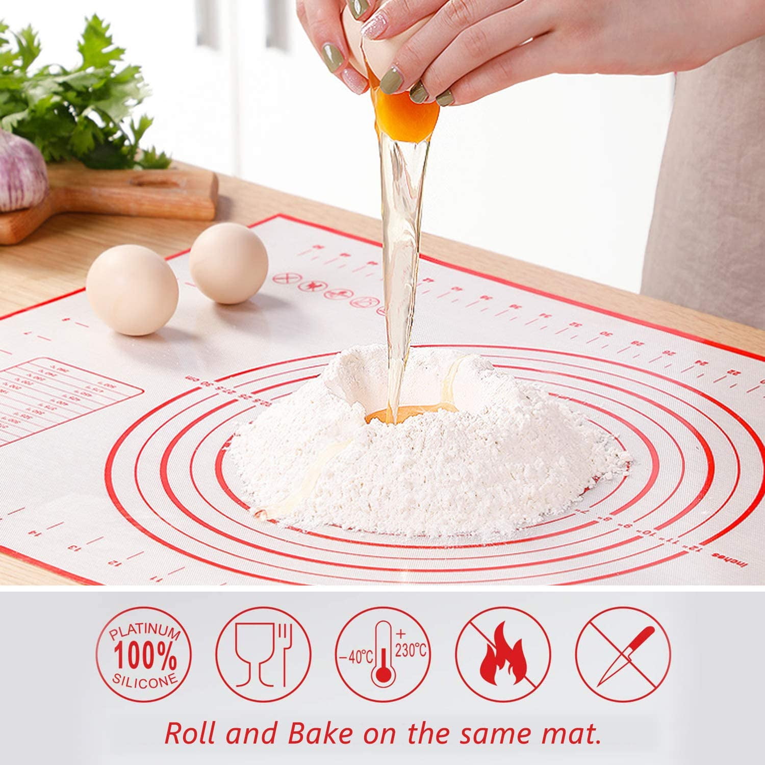 1Pack Extra Large Silicone Baking Mats Non Stick PastryMat with Measurement Extra Thick Non