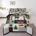 thumbnail image 1 of Ensemble de Douillette Moose Lodge Format Simple 2 Pcs, Ensemble de Literie Aventure Rustique Ferme Bateau Achigan, Ensemble de Courtepointe Patchwork Rétro Carreaux Rayures Brun Gris Noir pour Chambre d'Enfant, 1 Taie d'Oreiller, 1 of 6