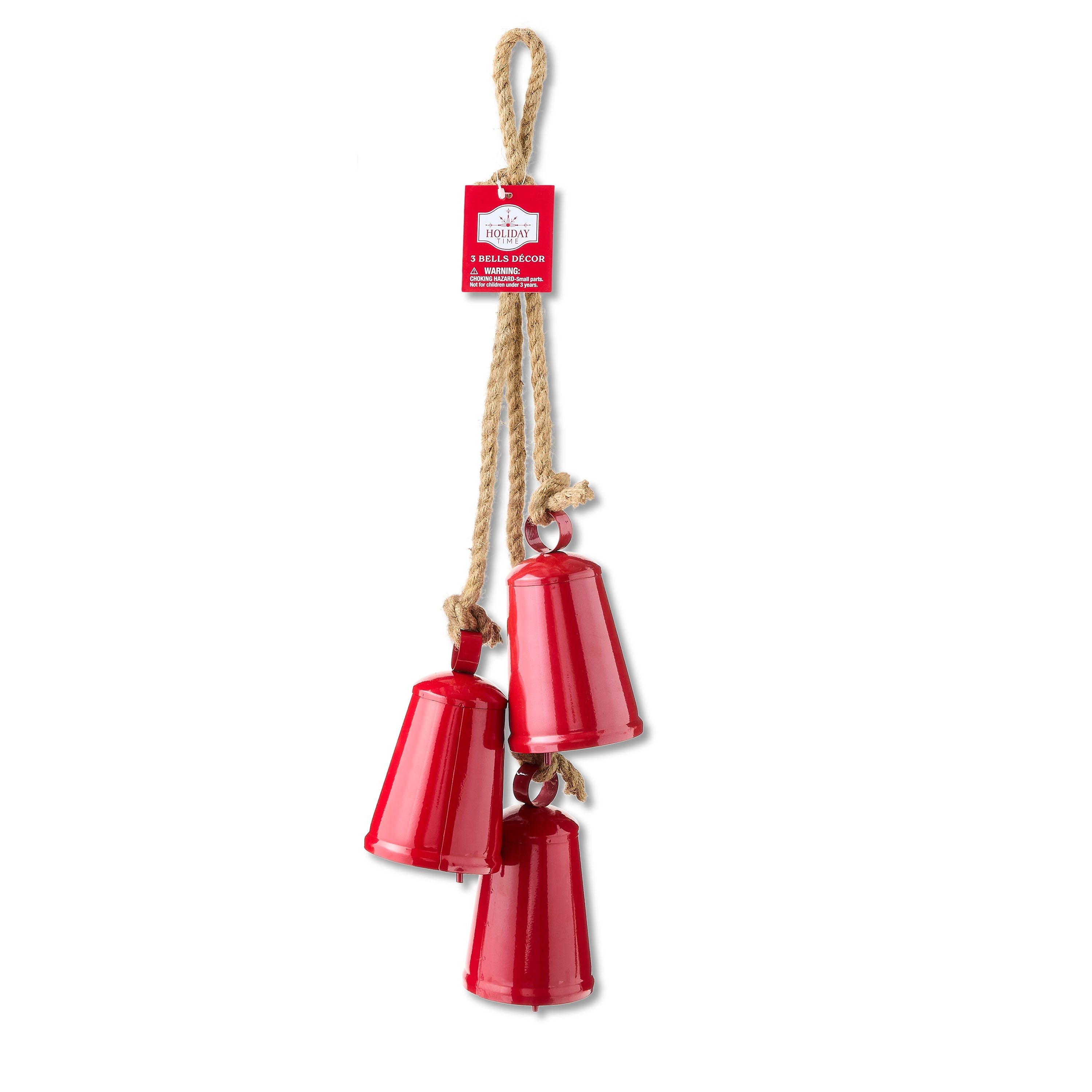 Metal Trio Bells Hanging Christmas Decoration, Red, 22", by Holiday Time