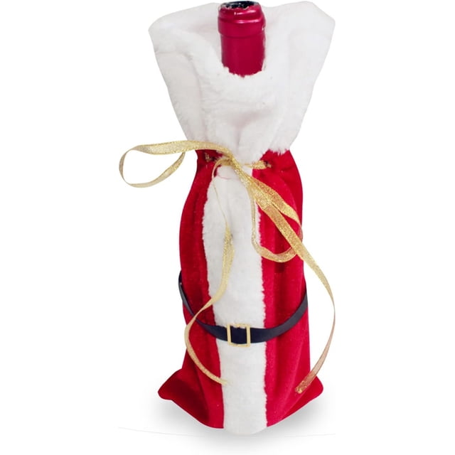 Cubierta de la Botella de Vino de Navidad, Bolsas Botellas Vino Navideñas, Cubrir Botellas de Vino de Navidad, Funda para Botella de Vino de Navidad, Decoración Cubierta Botella Vino, Rojo