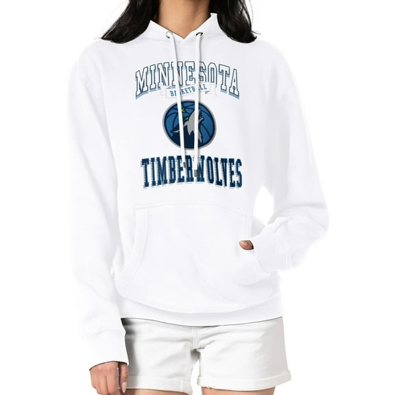 Women's G-III 4Her by Carl Banks White Minnesota Timberwolves Graphic Fleece Pullover Hoodie