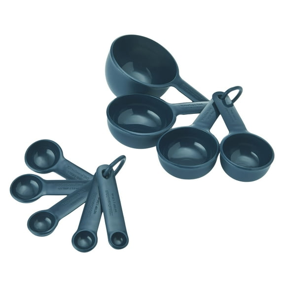 KitchenAid 9-Piece Plastic Stackable Measuring Cup and Spoons Set for Cooking, Agave