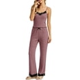 thumbnail image 5 of Gkeoshab Women Pajama Sets Women Striped Ribbed Two Piece Camisole Lounge Sets Lace Trim Tank Top & Long Pants Fashion Tie Dye Pajama Set Breathable Loungewear, 5 of 6