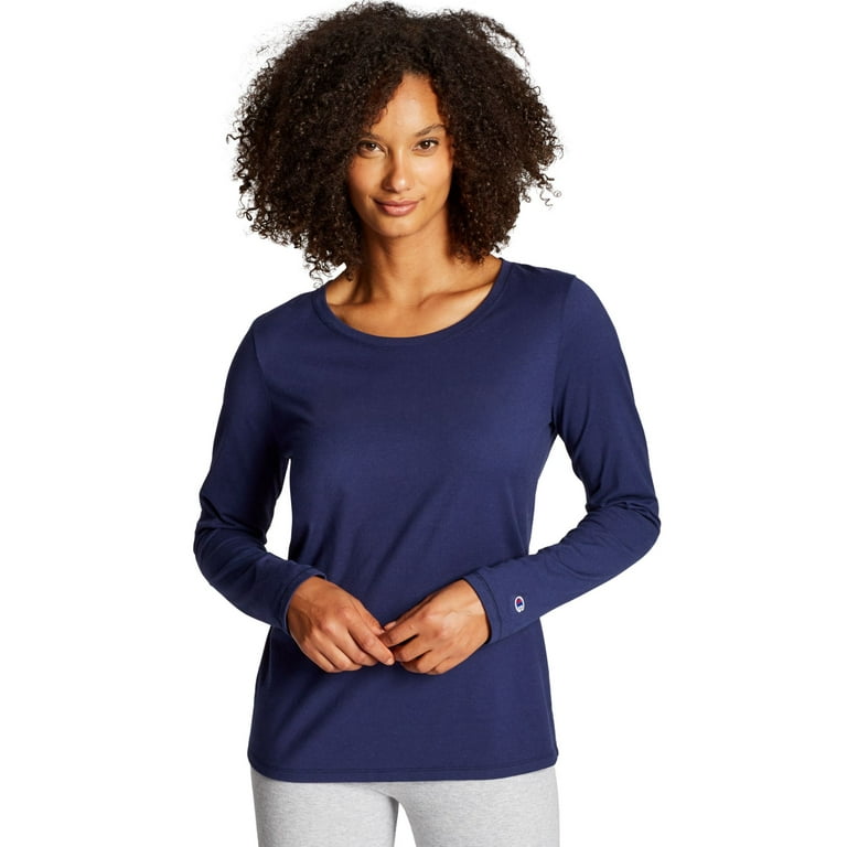 Champion Women Classic Long Sleeve Tee Script Logo GT17H Y07418 Granite Heather Size M Walmart