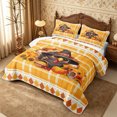 thumbnail image 3 of Erosebridal Cartoon Turkey Quilt Full 3-Piece,Happy Thanksgiving Full Bedspread Sets,Plaid Yellow,1 Coverlet and 2 Pillowcases, 3 of 7