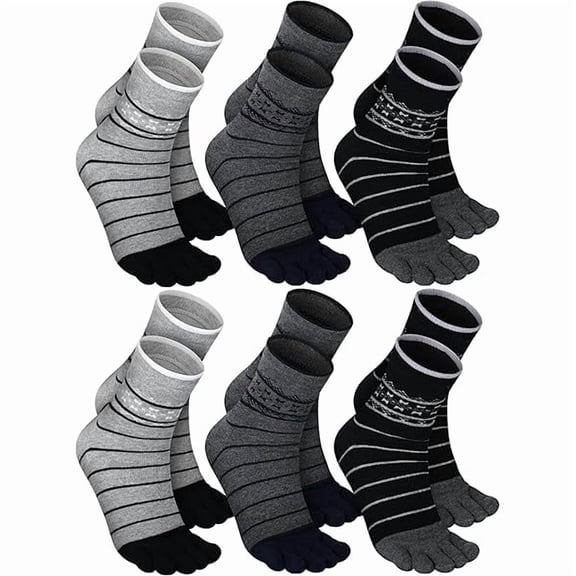Eryueer 6 Pairs Women Men Ankle Toe Socks Cotton Warm Crew Toe Separator Socks for Athletic Running