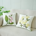 thumbnail image 4 of Flower Embroidered Throw Pillow Covers, Farmhouse Decorative Square Floral Accent Cushion Covers, Lumbar Pillow for Sofa Living Room Bedroom Home Decor Art 18 x 18 Inch, 4 of 5