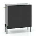 thumbnail image 3 of Demi Bonn Kitchen Storage Cabinet, Buffet Sideboard, 2-Door Buffet Cabinet Sideboard with Shelf and Metal Legs, for Dining Room, Kitchen, Living Room, Black, 3 of 7