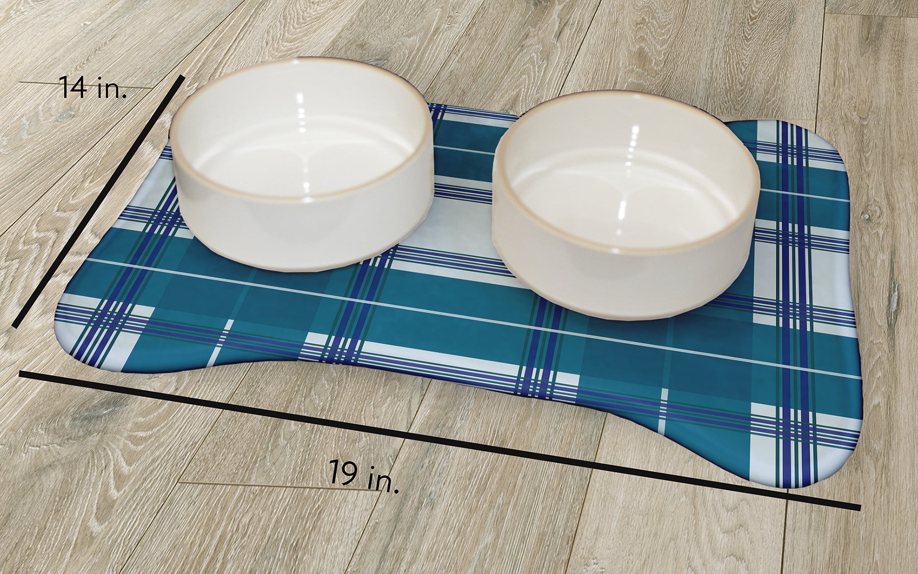 Simply Daisy Scotish Plaid Bone Shape Pet Feeding Mat for Dogs