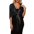 thumbnail image 2 of EliteGoogv Womens Formal Evening Dress Shawl Bridal Bridesmaid Wedding Party Cover Up Wrap Scarf Ball Gown Accessory Half Neck Formal Apparel,Black,One Size, 2 of 4