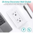 thumbnail image 2 of KYascend Outlet Socket, Decorator Receptacle, 20 Amp 125 Volt, Tamper Resistant, Grounding UL Listed White with Wall Plates 20pack, 2 of 7