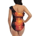 thumbnail image 5 of Honeii Sunset River Western Cowboy for women's one-piece swimsuit featuring a chic one-shoulder design experience elegance and style in the water-Small, 5 of 6