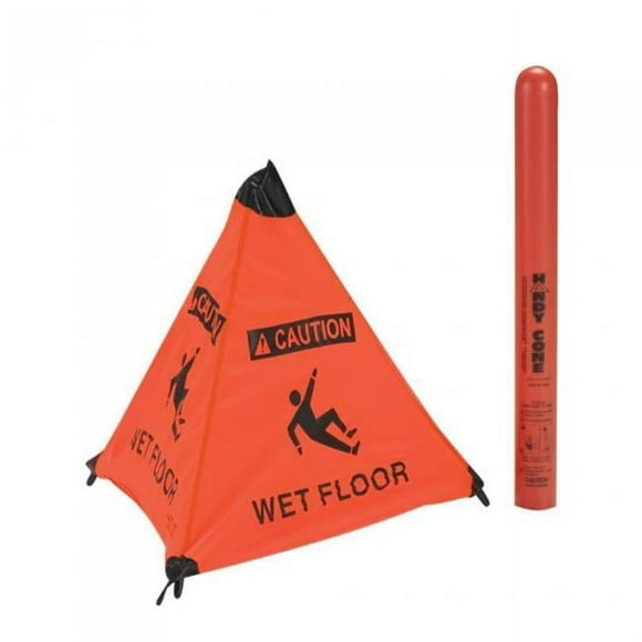 Cutting Edge Products 171581 Handy Cone Wet Floor Sign with Storage Tube - English
