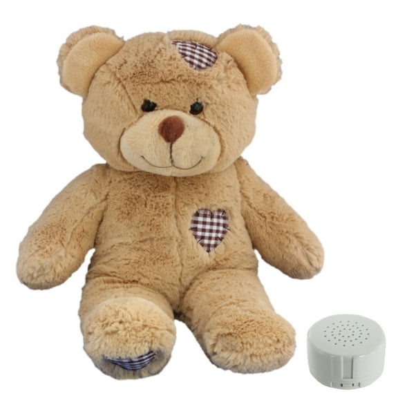Brown Patches Bear 16 inch with Recorder – Interactive Plush Toy for Recording Messages, Great Gift