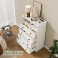 thumbnail image 5 of 4 Drawer Wooden Dressers for Bedroom with LED Lights & Charging Station, Modern Nightstand for Bedside, Wood Chest of Drawers Storage Organizer for Living Room, Hallway, Closet (White), 5 of 9