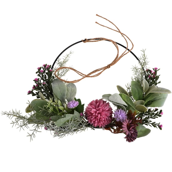 FRCOLOR Wedding Floral Hoop Wreath Metal Hoop Flower Garland with Eucalyptus Leaves Round Metal Ring Wreath for Bridal Shower Ceremony Anniversary