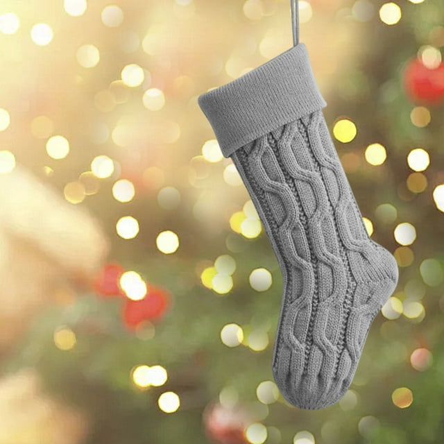 Fiudx Bolsa de Lana Tejida para Dulces, Diseño de Doble Cara con Giros, Patrones de Árbol de Navidad y Copos de Nieve, Decoración Festiva, Pequeño Regalo y Tarjetero, Regalo Familiar, Tamaño 21 X 46