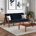 thumbnail image 5 of HL Home Furnishings Sofa in Navy Blue Velvet with Cherry Finished Wood Frame, 5 of 11