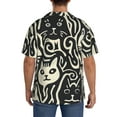 thumbnail image 3 of Xecao Abstract Cat Faces Pattern Pattern Men's Short-Sleeve Cuban Collar Button-Down Shirt with Chest Pocket Lightweight Tropical Vacation Shirt-Small, 3 of 5
