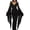 Black, variant on Xijirk Women's Gothic Cosplay Maxi Dress V Neck Halter Strap Sheer Flowy Long Sleeves Slim Fit Gown for Halloween Themed Party Role Play,Black,S