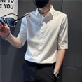thumbnail image 3 of Camisas y Blusas para Hombre Ropa de Media Manga Social Estética Botones S Nuevo Diseñador Normal Vintage Lujo I Blanco Hombre Tops, 3 of 5