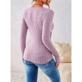 thumbnail image 6 of Women'S Long Sleeve Shirt V Neck Ribbed Knit Slim Button Sweater Autumn Casual Work Tops Pale Pinkish Grey S, 6 of 7