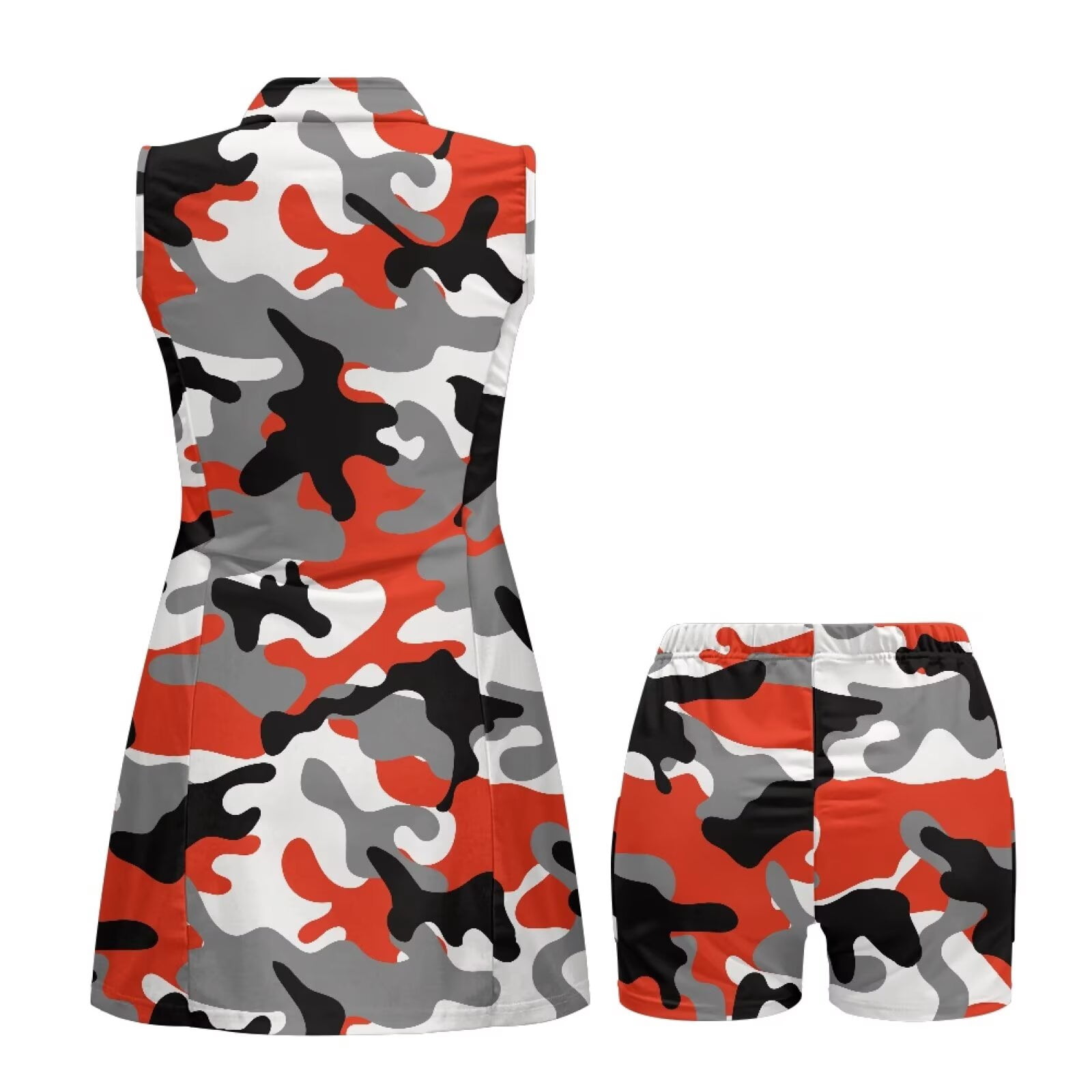 Yuyamidu Camo Hunting Golf Dresses for Women Size XL Casual Athletic Dress Half-Zip Collar Sports Activewear Dress Built in Shorts Tennis Dresses
