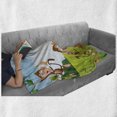 thumbnail image 6 of Cartoon Soft Flannel Fleece Throw Blanket, 3 Monkeys Playing in a Tropical Forest Banana Africa Safari Nature, Cozy Plush for Indoor and Outdoor Use, 60" x 80", Pale Blue Brown Green, by Ambesonne, 6 of 6