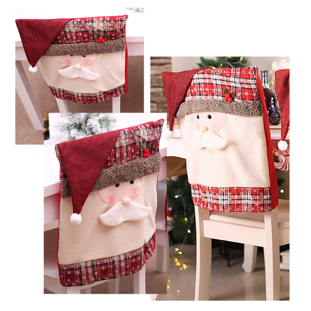 Christmas Chair Covers Dining Chair Covers Christmas Chair Back Cover Snowman Santa Claus Hat Slipcovers Decoration Walmart Canada