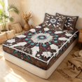 thumbnail image 3 of Erosebridal Vintage Mandala Zipper Twin Comforter Sets with Fitted Sheet and 2 Pillowcases, Traditional Feather Zipper Bedding Set, Rust Turquoise, Black Reversible, 3 of 7