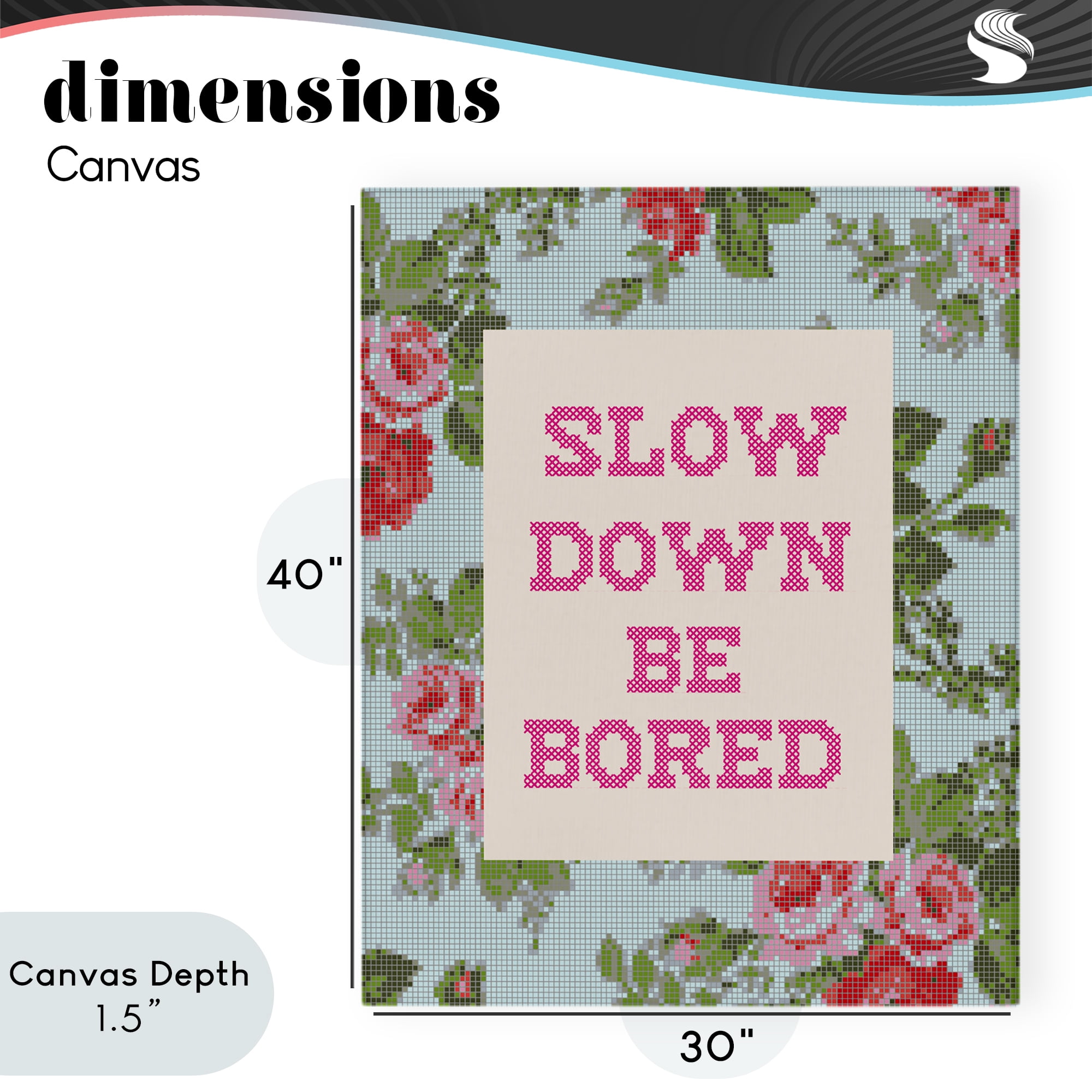 Stupell Industries Slow Down Be Bored Faux Cross Stitch Canvas Wall Art, design by Lil' Rue