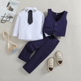 thumbnail image 2 of Faraee Baby Boy Clothes Suit Toddler Gentleman Wedding Outfits Tie Button Down Shirt Vest Long Pants Guest Suits Kids Formal Dress Clothing Set 1t 2t 3t 4t 5t 6t 7t Blue, 2 of 9
