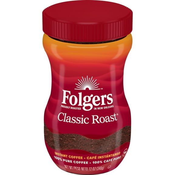 Folgers Classic Roast Instant Coffee, 12 Ounces (Pack Of 6)
