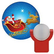 Projectables 11360 Santa & Reindeer LED Plug-In Night Light, Auto On/Off, Light Sensing, Projects Christmas Image of Santa Claus and Reindeer on Ceiling, Wall or Floor