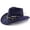 003#Navy, variant on Unisex Hollow‑Woven Straw Cowboy Hat, Wide Bendable Brim Breathable Sun Hat for Summer Beach Vacation Outdoor Activities