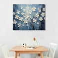 thumbnail image 2 of JEUXUS Floral Canvas Wall Art Hand Painted Blue and White Heavy Textured Painting Modern Abstract Flower Pictures Contemporary Artwork for Living Room Bedroom Office Decoration, 2 of 4