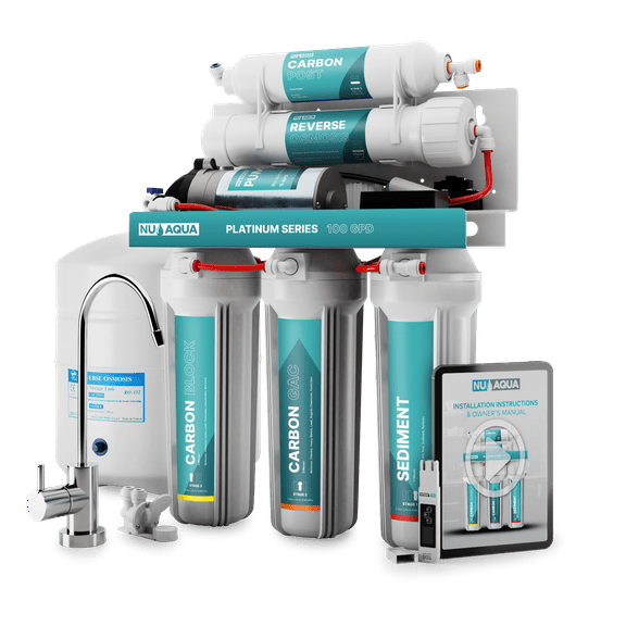 NU Aqua Platinum Series 5 Stage 100GPD RO System with Booster Pump