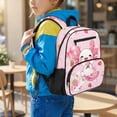 thumbnail image 3 of HUIACONG Pink Axolotl Strawberry 13.5 Inch School Backpack for Kids, Water Resistant Bookbag with Adjustable Breathable Padded Straps, Large Multi Pocket Bag for School Travel Daily Use, 3 of 7