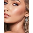 thumbnail image 2 of VESITIM Snowflake Earrings for Women 925 Sterling Silver Winter Dangle Drop Earrings Birthstone Created Aquamarine Leverback Jewelry for Christmas Gifts, 2 of 7
