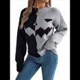 thumbnail image 1 of Suéteres de Halloween para Mujer, Divertidos Jerseys de Punto de Larga, Lindas Camisetas de Cuello Redondo con Fantasmas, Conjuntos de Otoño. Gris M, 1 of 10