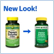 Spring Valley Papaya Enzyme Complex Chewable Tablets Dietary Supplement, Digestive Health, 180 Count