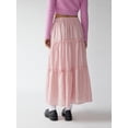 thumbnail image 6 of Raccmtaty Women's Tiered Long Skirts Vintage Elastic Waist Solid Color Midi Skirts Frill Trim Skirts, 6 of 7