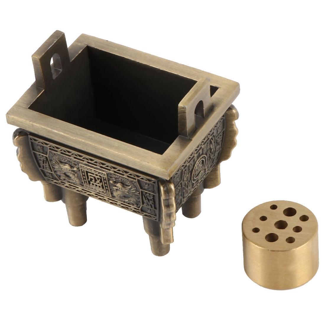 Household Living Room Metal 9 Holes Incense Stand Holder Container Bronze Tone